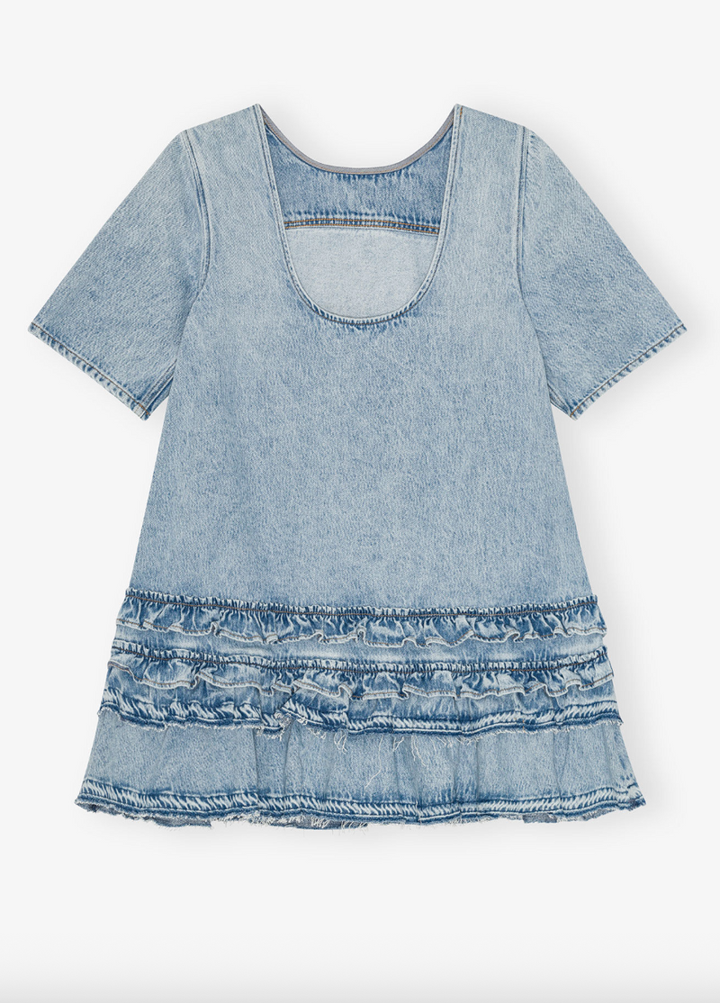 GANNI - Kjole - Light blue stone - Rigid dress