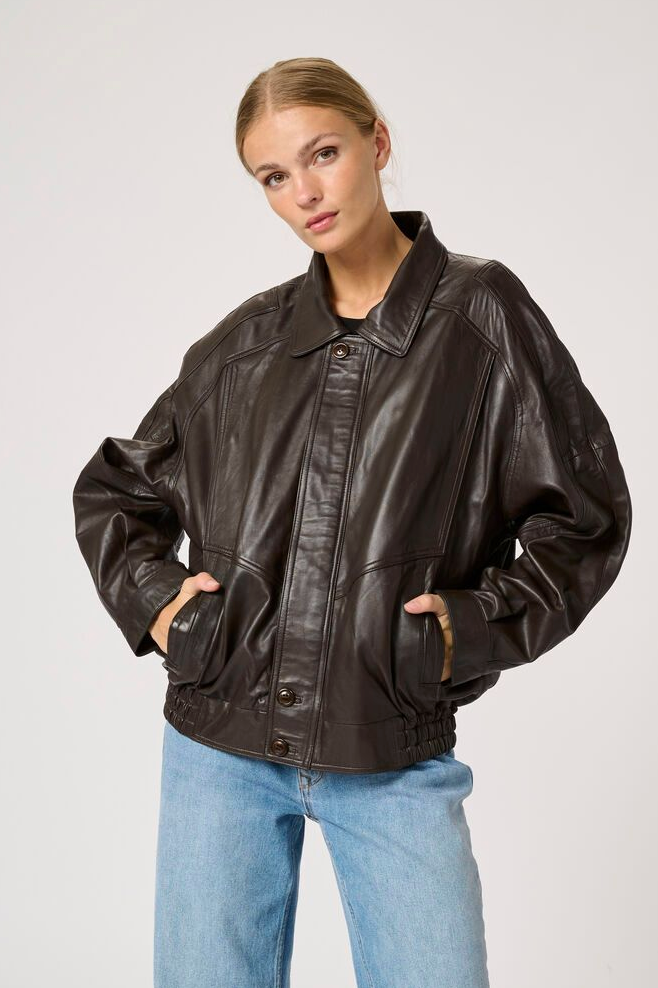 My Essential Wardrobe - Læderjakke - Delicioso Brown - Akela