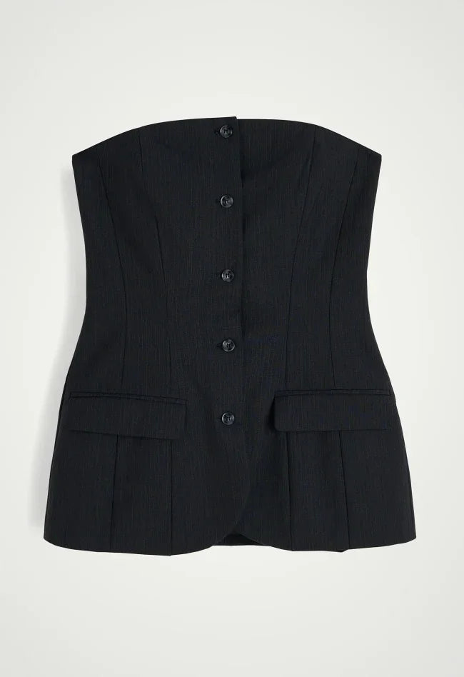 Herskind - Top - Dark grey pinstripe - Jacqui Corsage