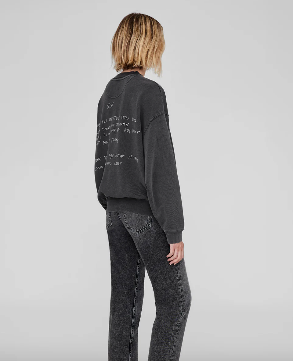 Anine Bing - Sweatshirt - Washed Black - Lyrics - Stilkompagniet.dk
