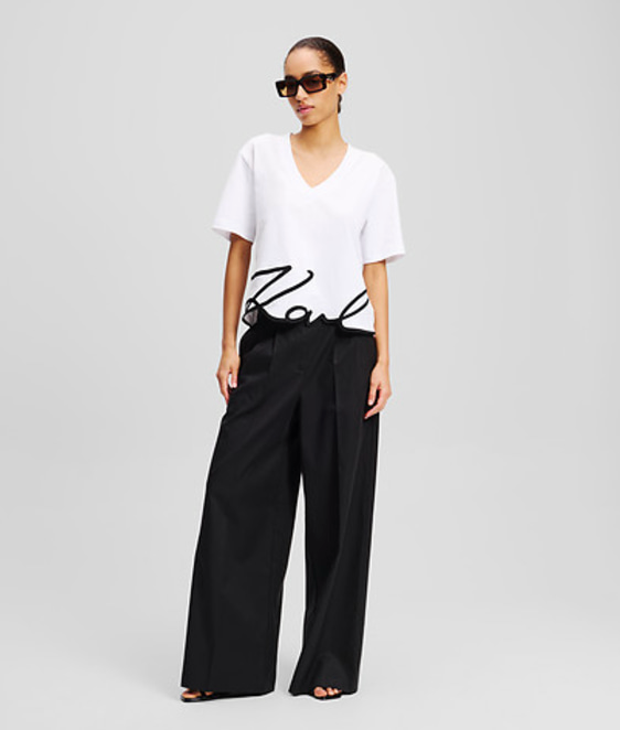 Karl Lagerfeld - T-shirt - White - Signature hem - Stilkompagniet.dk