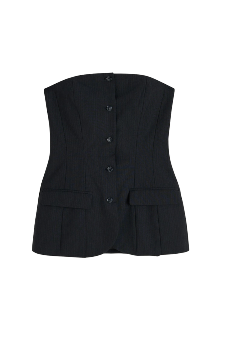 Herskind - Top - Dark grey pinstripe - Jacqui Corsage
