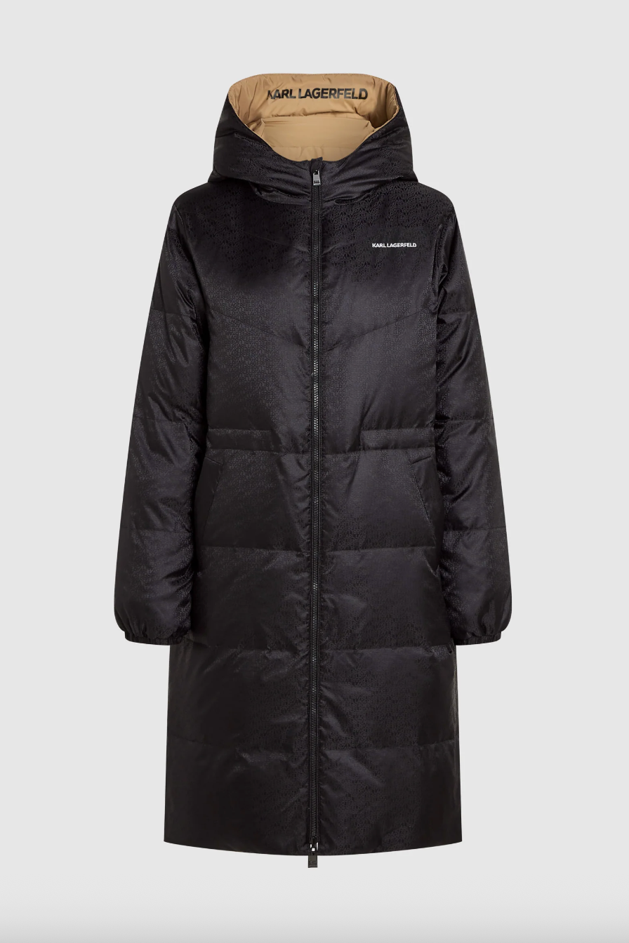 Karl Lagerfeld - Vinterjakke - Black/Nougat - Reversible long logo down coat