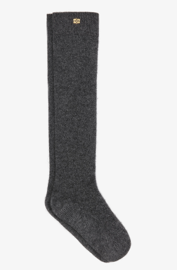 Ganni - Knæstrømper - Dark Grey Wool - High Socks