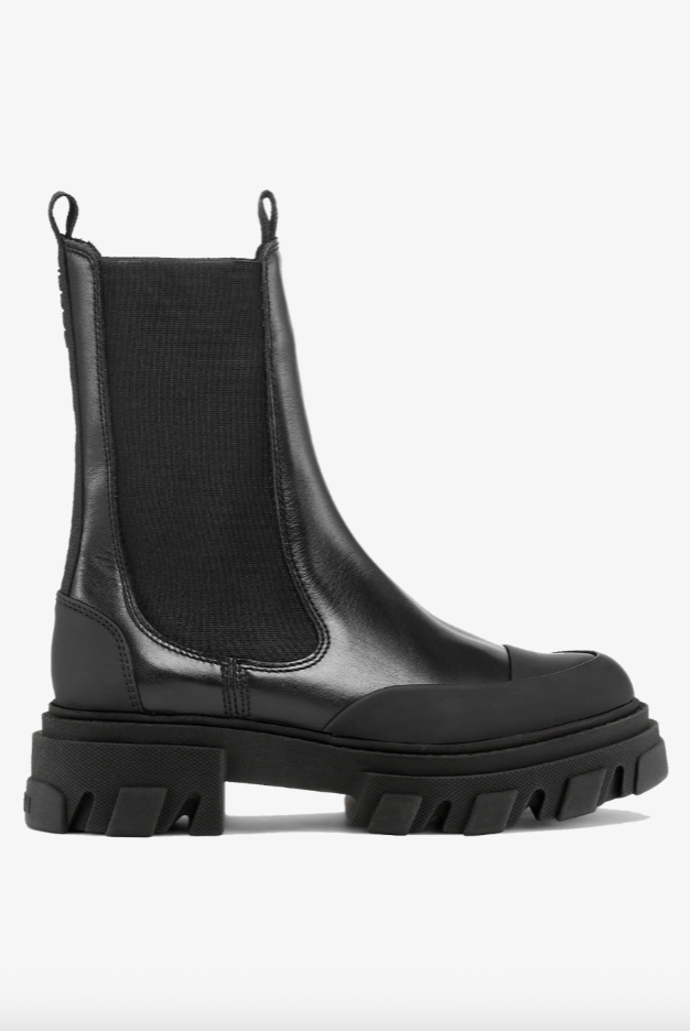 GANNI - Støvler - Black - Cleated Mid Boot - Chelsea Black stitch
