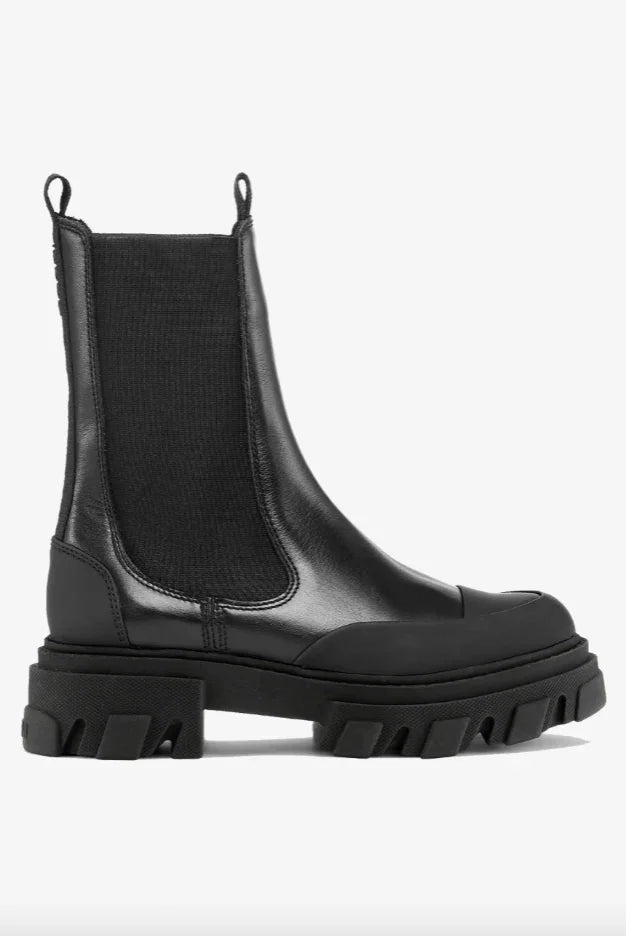 GANNI - Støvler - Black - Cleated Mid Boot - Chelsea Black stitch