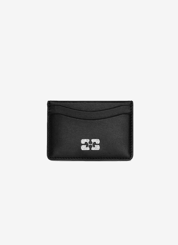 Ganni Bou Card Holder Strass Black