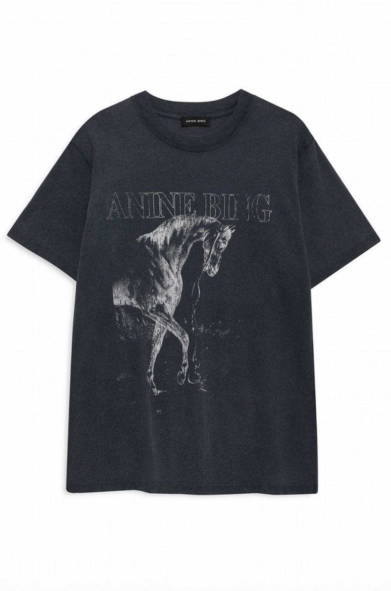 Anine Bing - T-shirt - Washed Black - Lili Horse tee