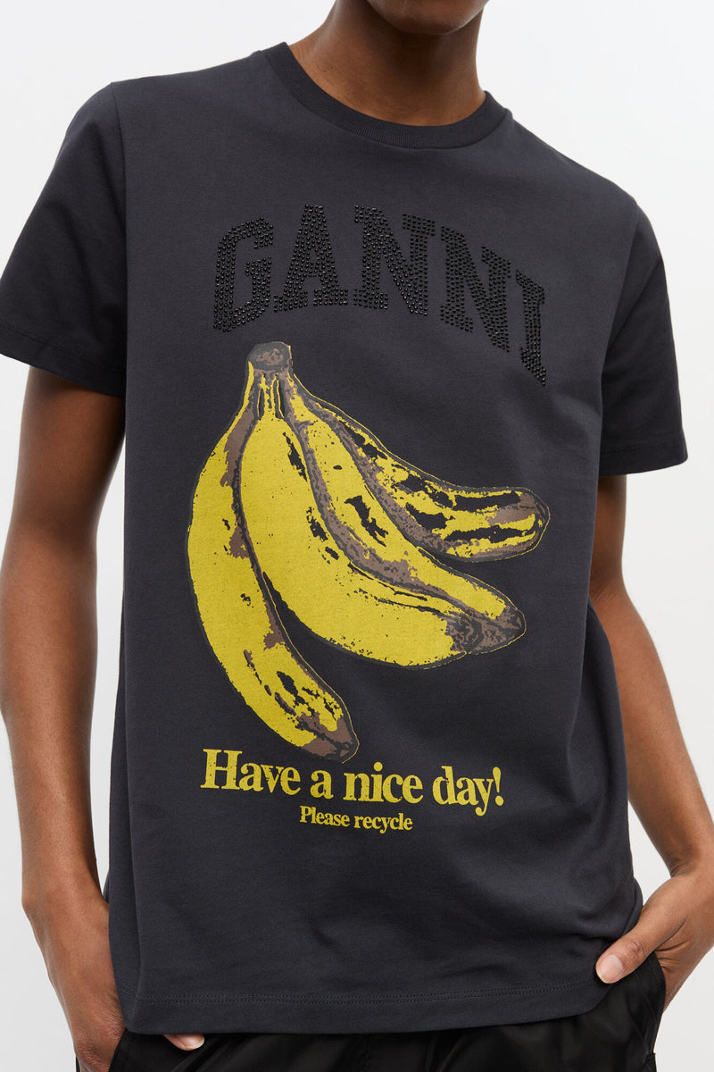 GANNI - T-shirt - Phantom - Banana Graphic T4238