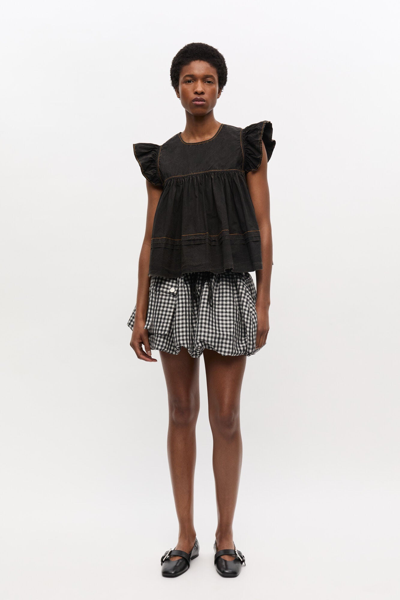 Ganni - Top - Black Washed - Cotton top