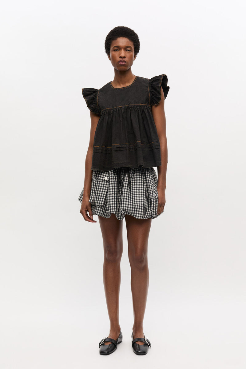 Ganni - Top - Black Washed - Cotton top