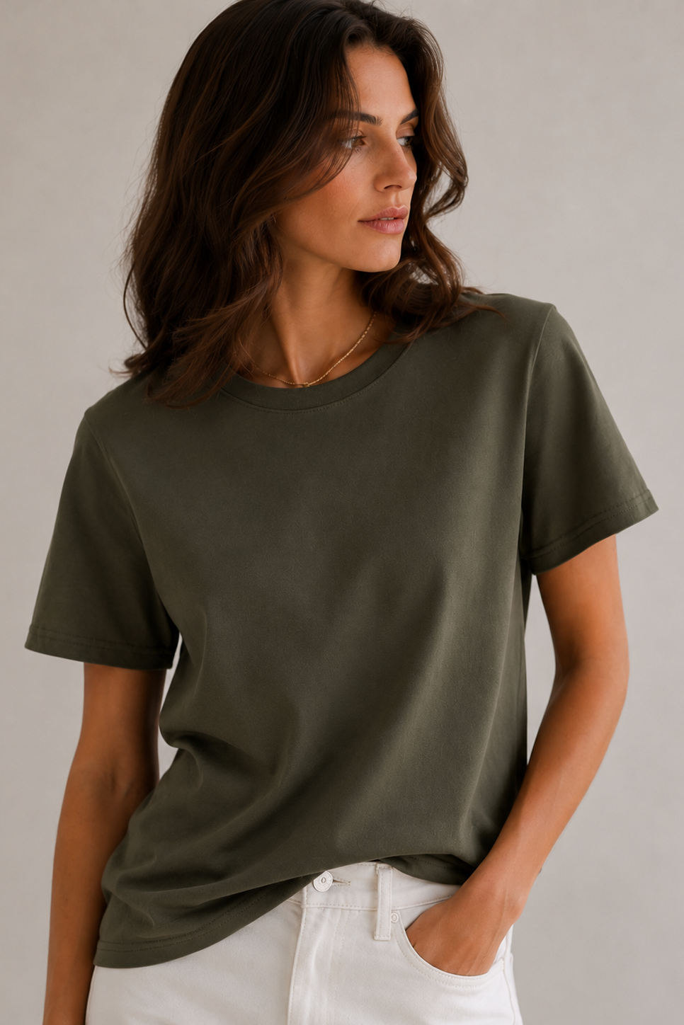 The Collection - T-shirt - Dark Olive - Boxy