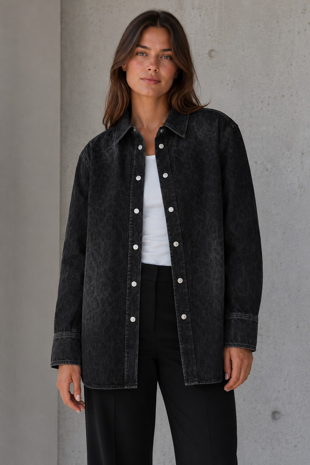 Lala Berlin - Denimskjorte - Leo Washed Black - Lala Overshirt 1