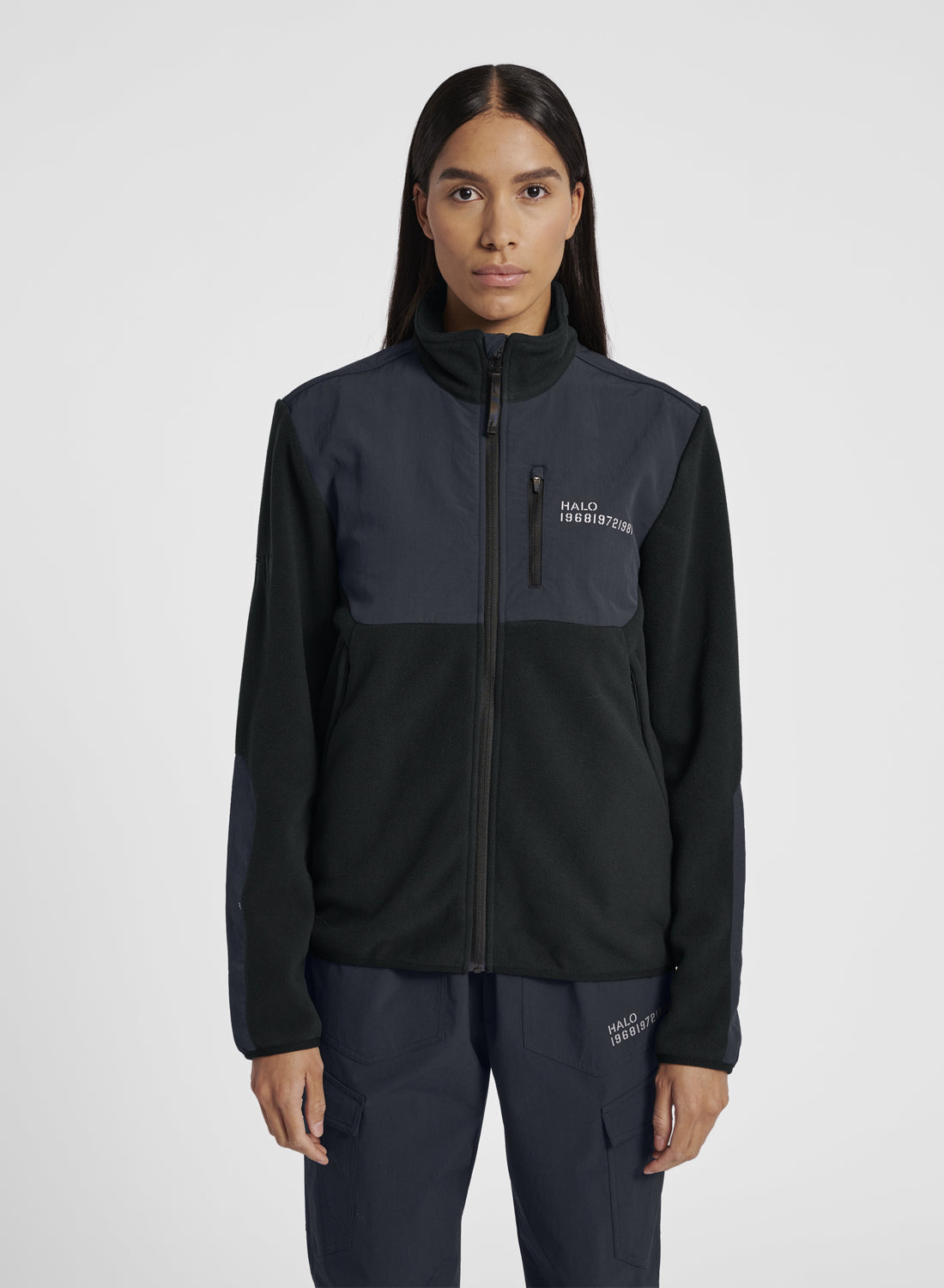 Halo Blocked Zip Fleece Black