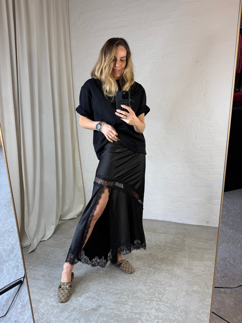 The Collection - Satin nederdel - Sort - May ( bemærk preorder)