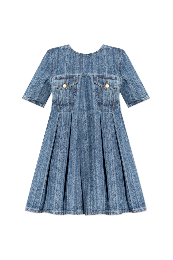 GANNI - Kjole - Mid Blue - Open back mini J1843