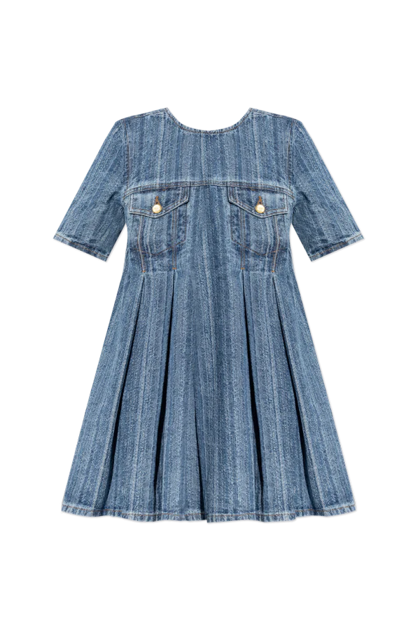 GANNI - Kjole - Mid Blue - Open back mini J1843