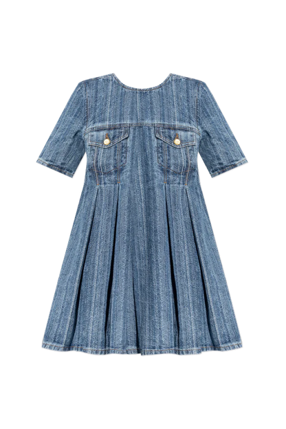 GANNI - Kjole - Mid Blue - Open back mini J1843