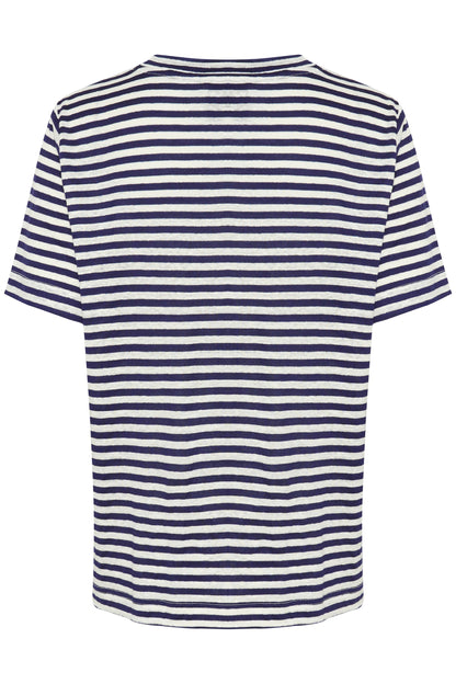 My Essential Wardrobe - T-shirt - Dark Sapphire Blue Striped - Lisa