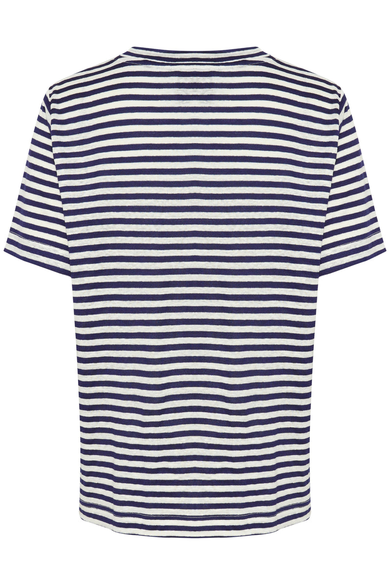 My Essential Wardrobe - T-shirt - Dark Sapphire Blue Striped - Lisa