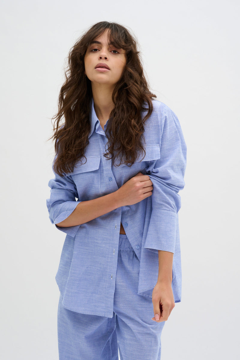 My Essential Wardrobe - Skjorte - Delft Blue Striped - Skye