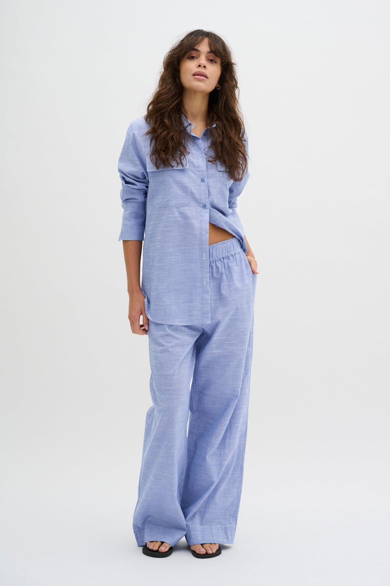 My Essential Wardrobe - Bukser - Delft Blue Striped - Skye
