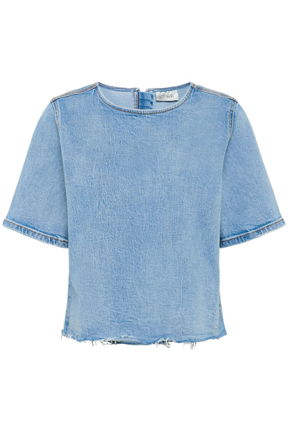 My Essential Wardrobe - T-shirt - Denim Blue - Latti 144 - Stilkompagniet.dk