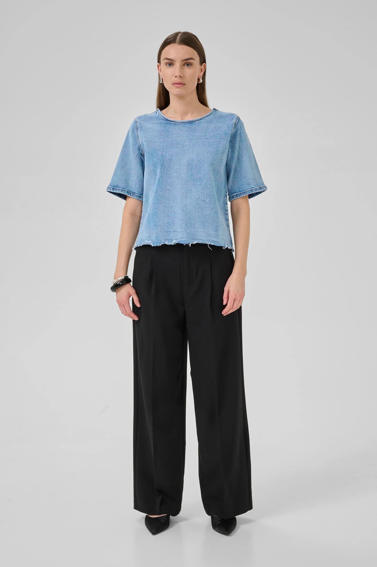 My Essential Wardrobe - T-shirt - Denim Blue - Latti 144 - Stilkompagniet.dk