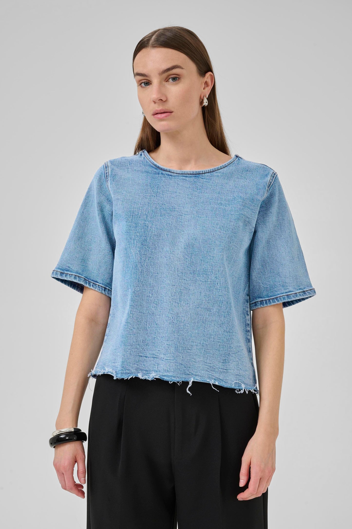 My Essential Wardrobe - T-shirt - Denim Blue - Latti 144 - Stilkompagniet.dk