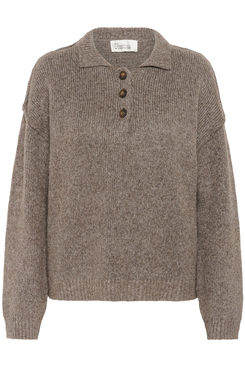 My Essential Wardrobe - Strik Pullover - Brown Melange - Paloma Polo