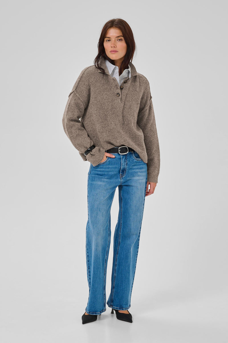 My Essential Wardrobe - Strik Pullover - Brown Melange - Paloma Polo