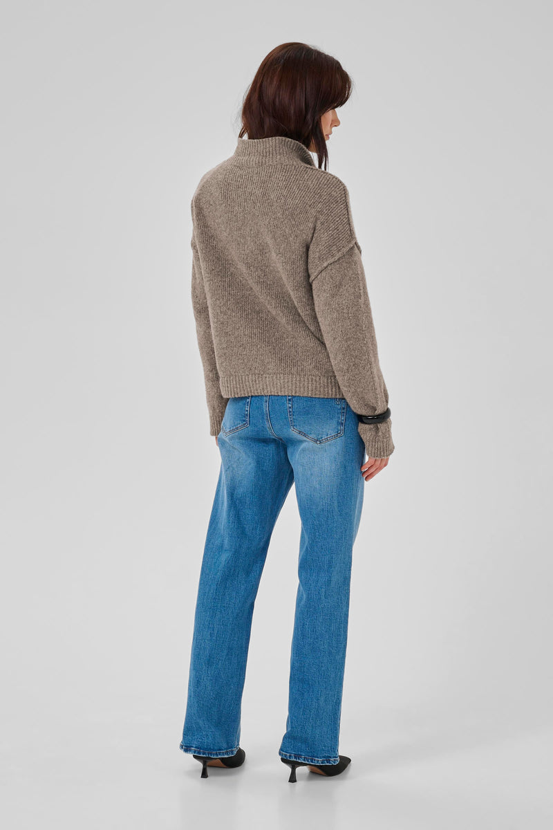 My Essential Wardrobe - Strik Pullover - Brown Melange - Paloma Polo