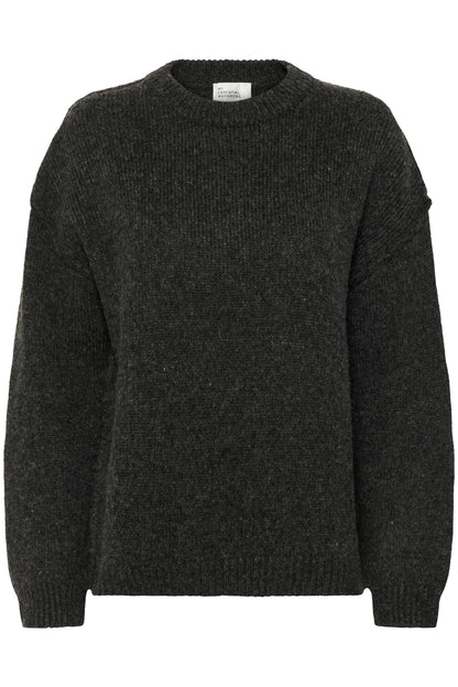 My Essential Wardrobe - Strik pullover - Dark Grey Melange - Paloma Knit - Stilkompagniet.dk