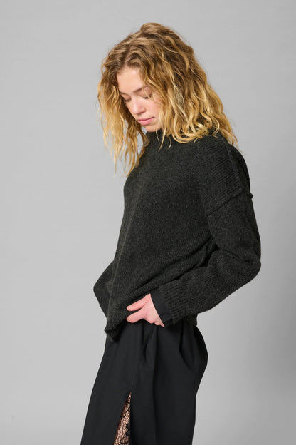 My Essential Wardrobe - Strik pullover - Dark Grey Melange - Paloma Knit - Stilkompagniet.dk