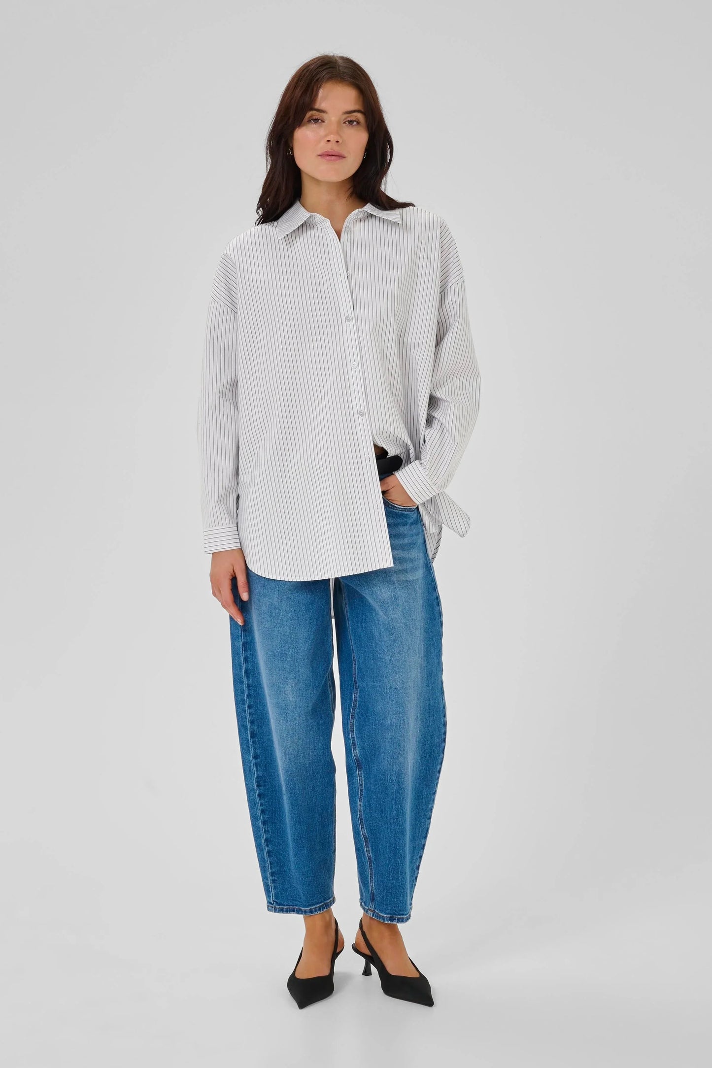 My Essential Wardrobe - Skjorte - Pearl Blue Stiped - Jean - Stilkompagniet.dk