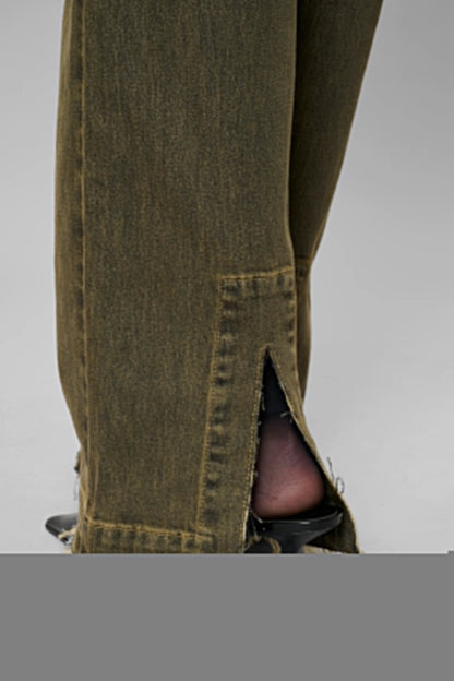 My Essential Wardrobe - Jeans - Amber Retro Wash Brown - Saba 139 High Straight Slit - Stilkompagniet.dk