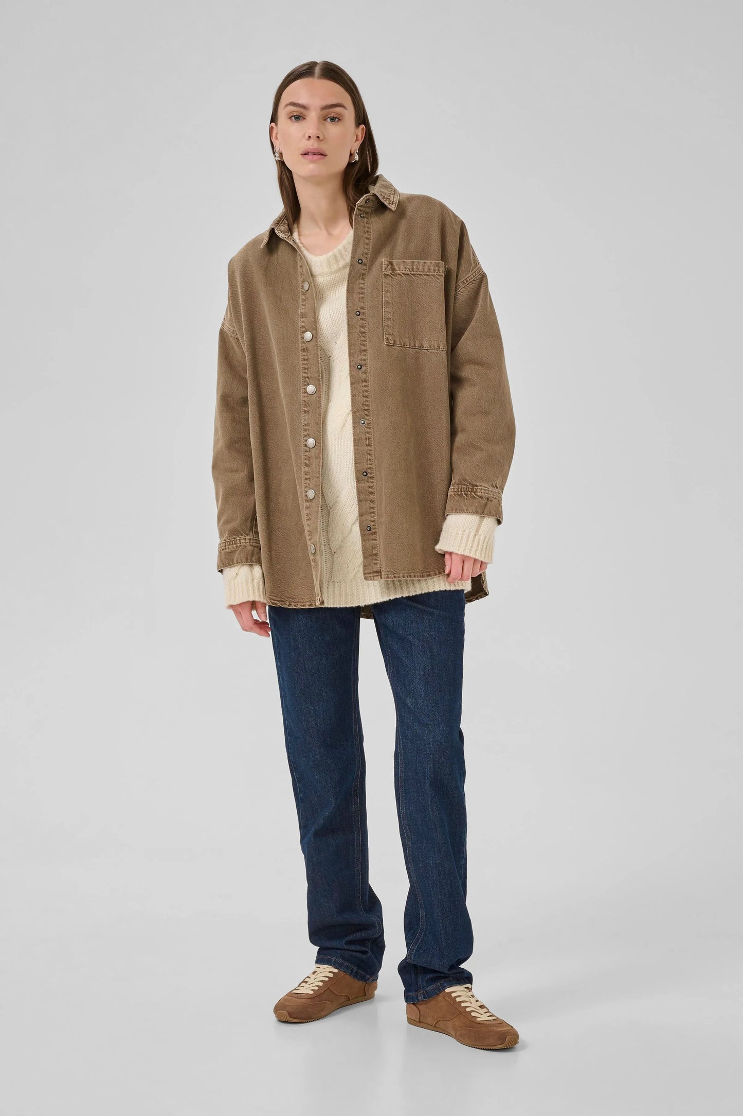 My Essential Wardrobe - Denim jakke - Tobacco Brown Washed - Malo - Stilkompagniet.dk