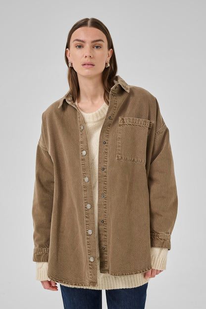 My Essential Wardrobe - Denim jakke - Tobacco Brown Washed - Malo - Stilkompagniet.dk