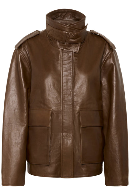 My Essential Wardrobe - Læderjakke - Brun - Dina