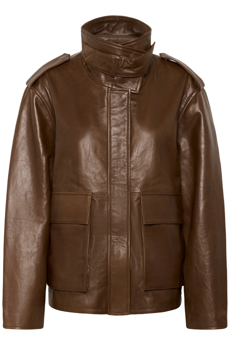 My Essential Wardrobe - Læderjakke - Brun - Dina