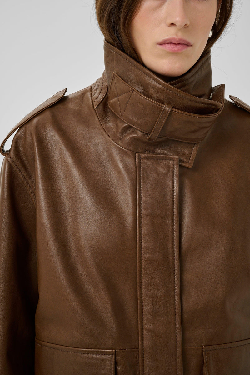 My Essential Wardrobe - Læderjakke - Brun - Dina