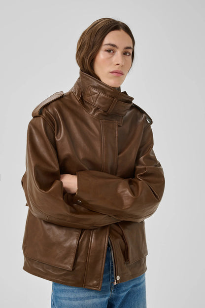 My Essential Wardrobe - Læderjakke - Brun - Dina