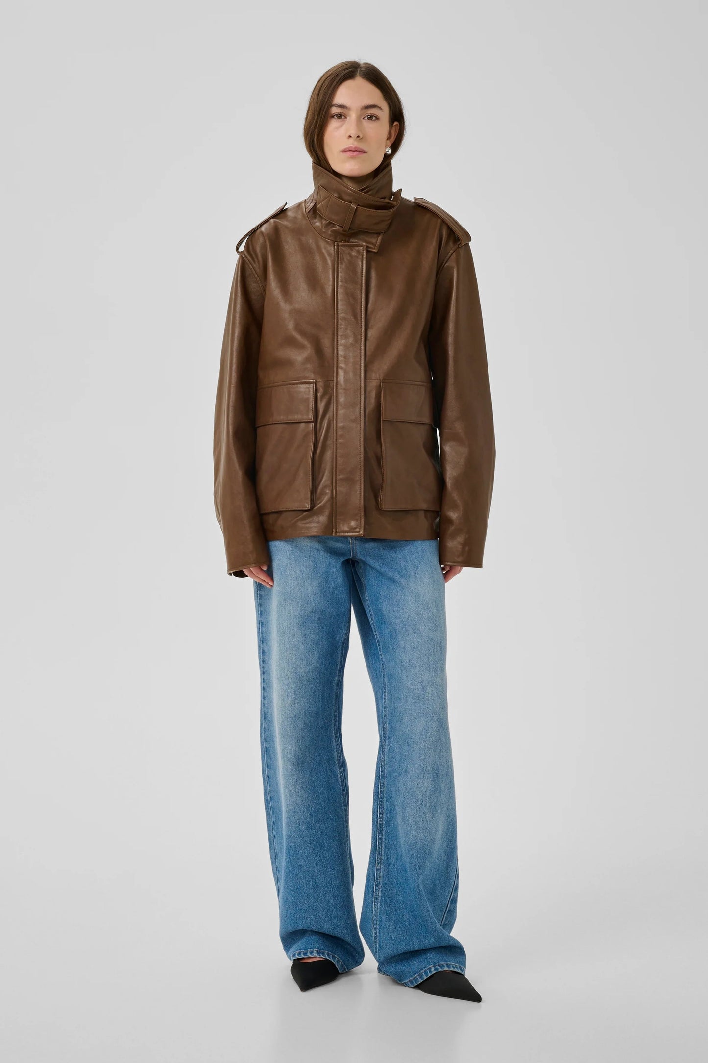 My Essential Wardrobe - Læderjakke - Brun - Dina