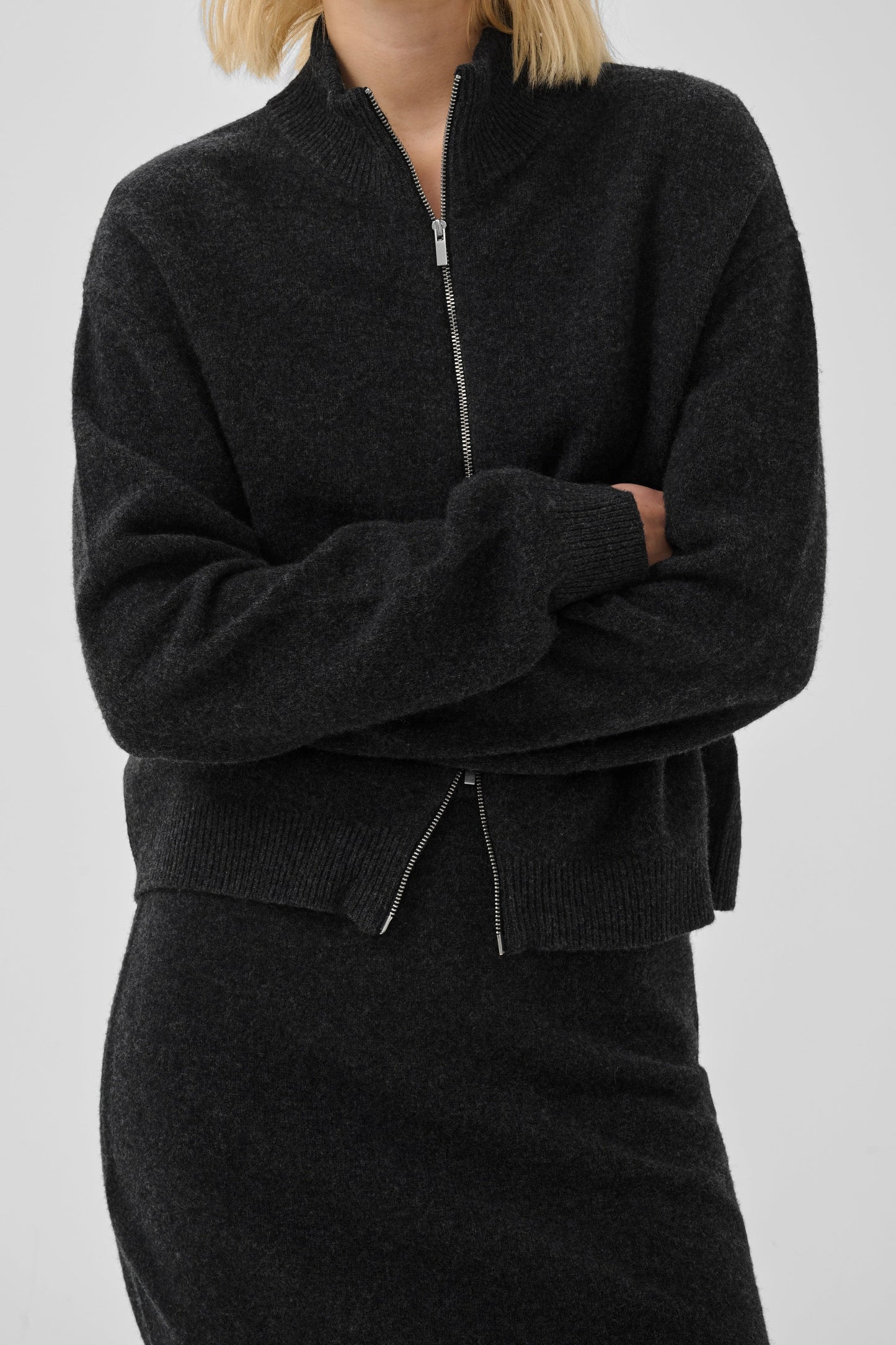My Essential Wardrobe - Cardigan - Dark Grey Melange - Tracy