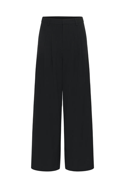 Hace-bukserne fra My Essential Wardrobe er elegante, sorte bukser med høj talje, flatterende læg og vide ben packshot