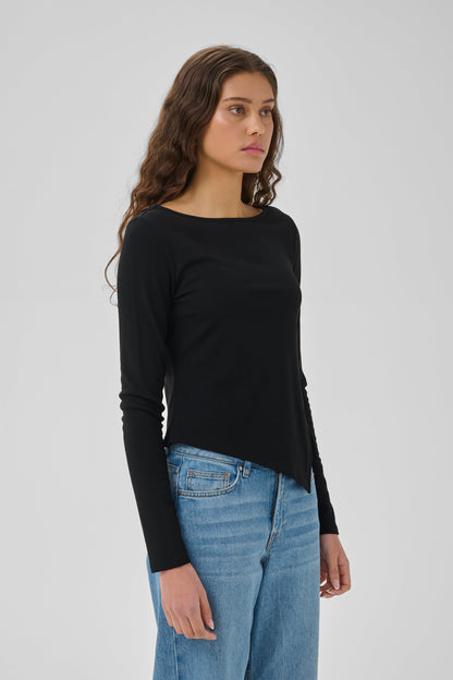 My Essential Wardrobe - Asymmetrisk Bluse - Black - Nupti
