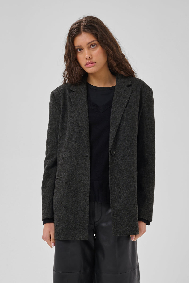 My Essential Wardrobe - Blazer - Dark Grey Melange - Layla