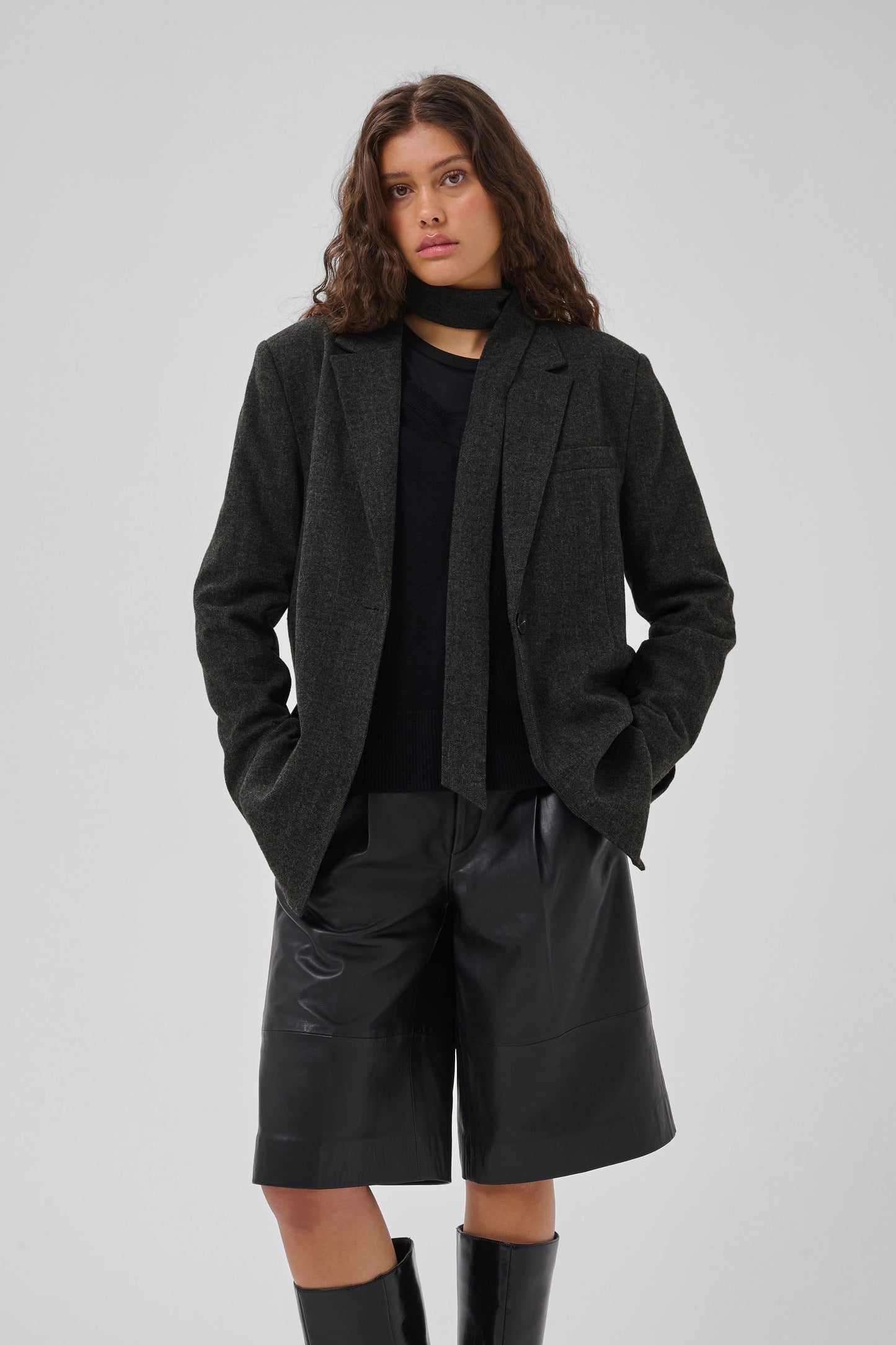 My Essential Wardrobe - Blazer - Dark Grey Melange - Layla