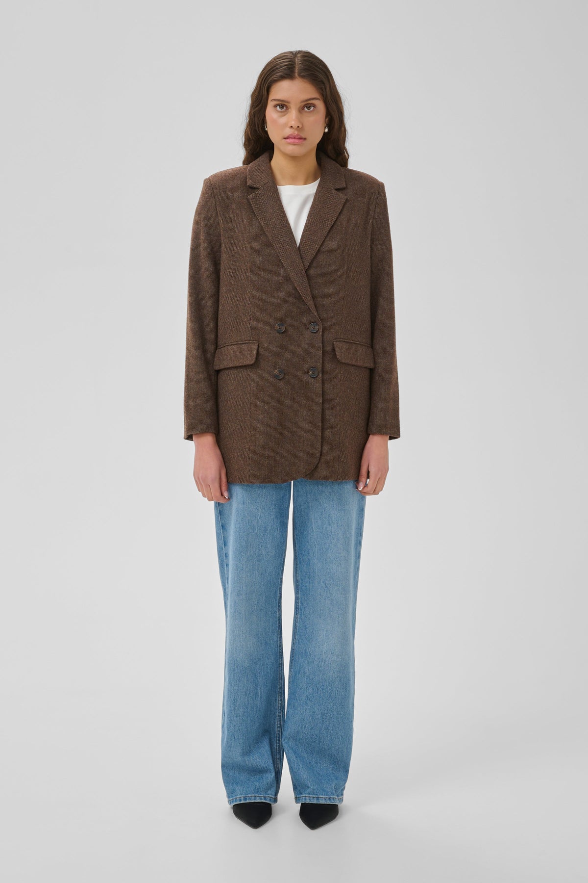 My Essential Wardrobe - Blazer - Dark Brown Check - Cleo