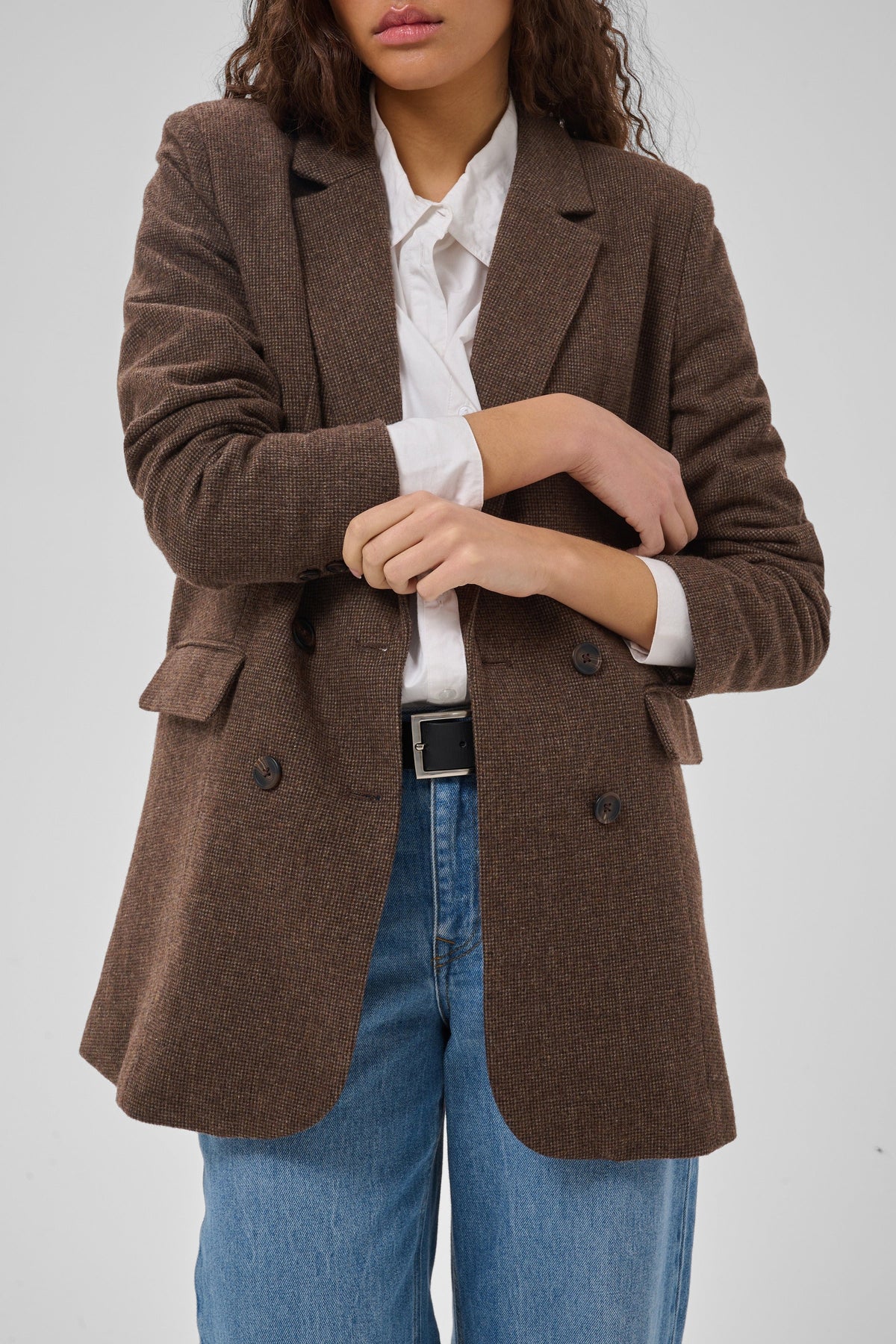 My Essential Wardrobe - Blazer - Dark Brown Check - Cleo